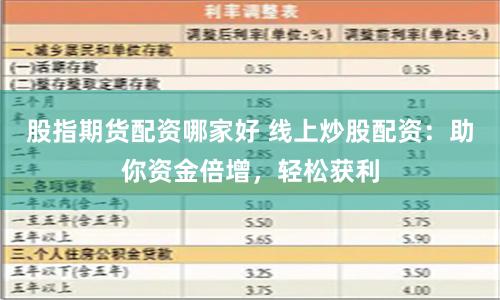 股指期货配资哪家好 线上炒股配资：助你资金倍增，轻松获利