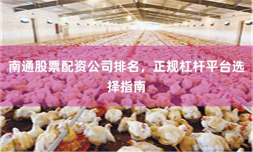 南通股票配资公司排名，正规杠杆平台选择指南